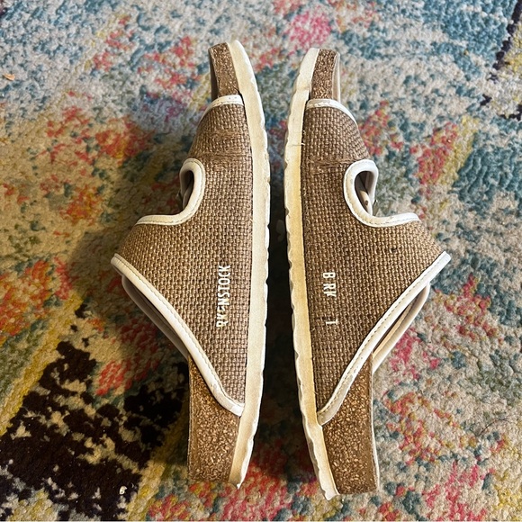 Birkenstock Arizona Textile Natural Jute White Sandals - Picture 3 of 8